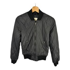 Wilfred Free Womens Size XXS Quilted Full Zip Bomber Jacket Wool Trim Black